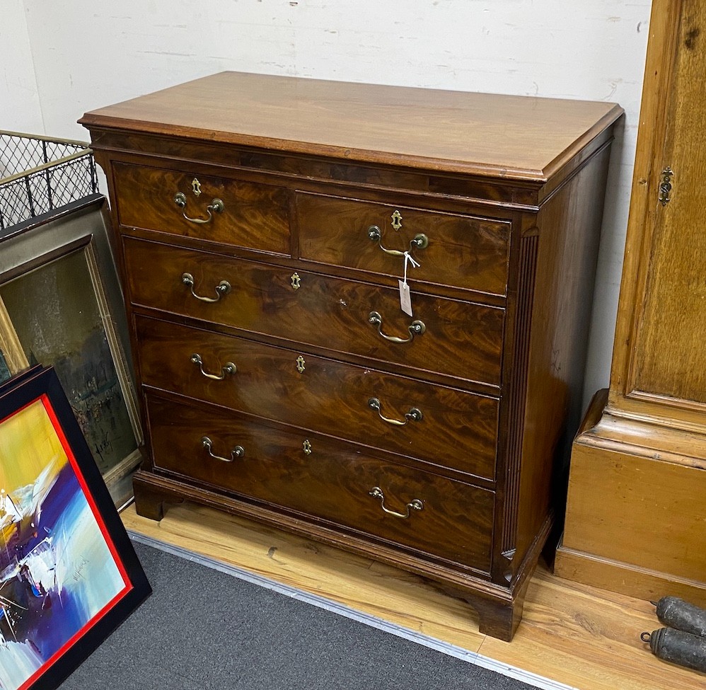 A George III mahogany chest, formerly a tallboy top section, width 105cm, depth 56cm, height 108cm